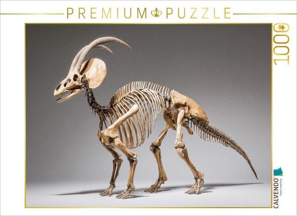 CALVENDO Puzzle Dinosaurier Parasaurolophus-Skelett mit markantem Kopfkamm | 1000 Teile Lege-Größe 64x48cm Foto-Puzzle für glückliche Stunden
