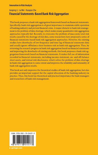 Produktbild: Financial Statements-Based Bank Risk Aggregation