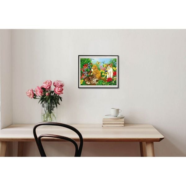 Produktbild: PRACHT Diamond Painting K&auml;tzchen in Blumenwiese 40x30cm