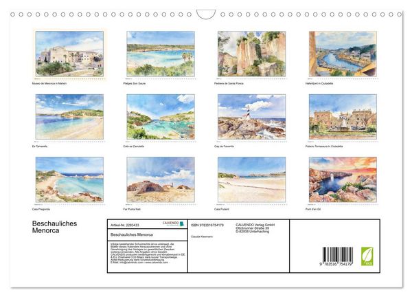 Produktbild: Beschauliches Menorca (Wandkalender 2027 DIN A3 quer), CALVENDO Monatskalender