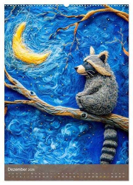 Produktbild: Filzige Waldbewohner - Ein Jahr tierisch niedlicher Filzhandarbeiten (hochwertiger Premium Wandkalender 2026 DIN A2 hoch), Kunstdruck in Hochglanz