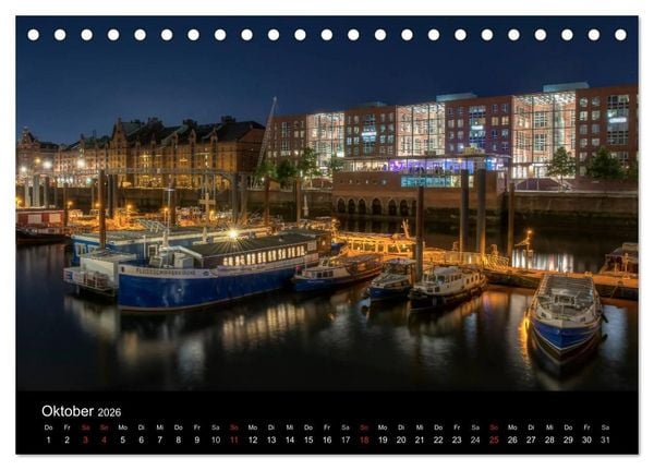 Produktbild: Hamburg - Lichter der Nacht (Tischkalender 2026 DIN A5 quer), CALVENDO Monatskalender