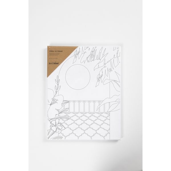 Produktbild: Creativ Company Mal-Leinwand mit Aufdruck, Sonniger Balkon, T 1,6 cm, Gr&ouml;&szlig;e 24x30 cm, 360 g, 1 Stk