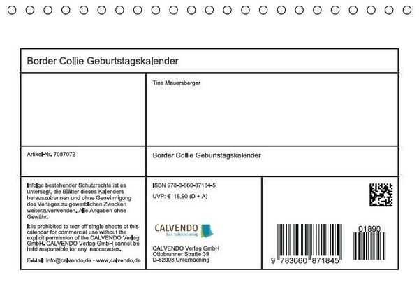 Produktbild: Der Border Collie Geburtstagskalender (Tischkalender immerw&auml;hrend DIN A5 quer)