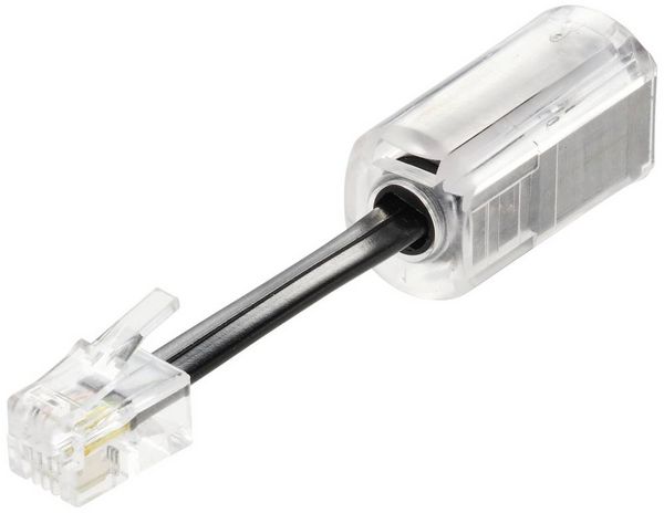 Produktbild: Renkforce Kabel-Entzwirler Adapter [1x RJ10-Stecker 4p4c - 1x RJ10-Buchse 4p4c] 3.00 cm Schwarz (transparent)