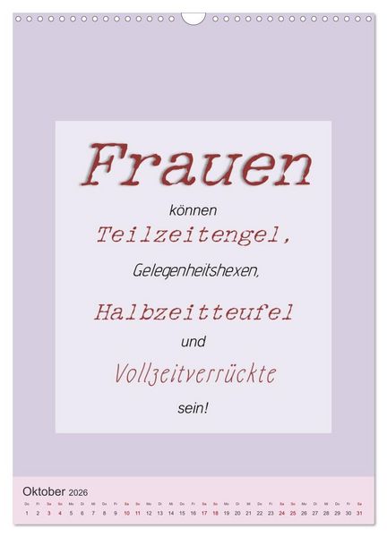 Produktbild: Was Mann &uuml;ber Frau wissen sollte und umgekehrt ... (Wandkalender 2026 DIN A3 hoch), CALVENDO Monatskalender
