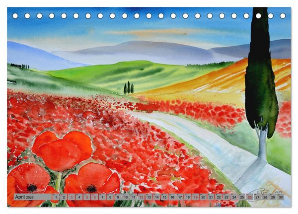 Produktbild: Toskana Aquarelle (Tischkalender 2026 DIN A5 quer), CALVENDO Monatskalender