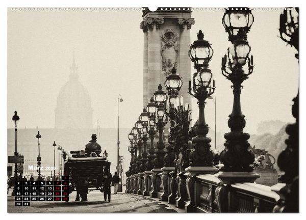 Produktbild: Paris-Impressionen in Schwarz-Wei&szlig; (Wandkalender 2026 DIN A2 quer), CALVENDO Monatskalender