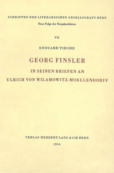 Produktbild: Georg Finsler in seinen Briefen an Ulrich von Wilamowitz-Moellendorff