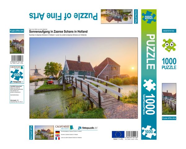 Produktbild: CALVENDO Puzzle Sonnenaufgang in Zaanse Schans in Holland | 1000 Teile Lege-Gr&ouml;&szlig;e 64x48cm Foto-Puzzle f&uuml;r gl&uuml;ckliche Stunden