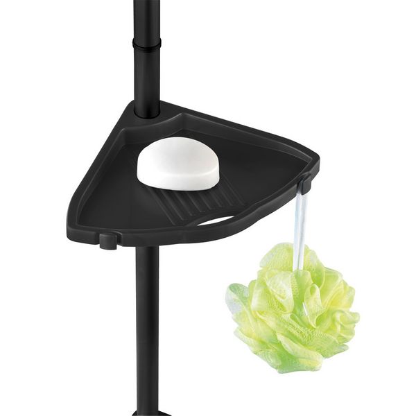 Produktbild: Duschecke Mod. Compact, schwarz, Aluminium, 26x78-275x19,5 cm, 4 Ablagen, 8 Haken, teleskopisch
