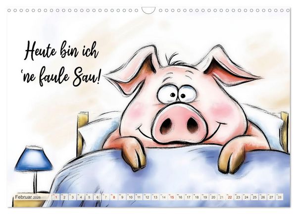 Produktbild: Saugute Schweinespr&uuml;che (Wandkalender 2026 DIN A3 quer), CALVENDO Monatskalender