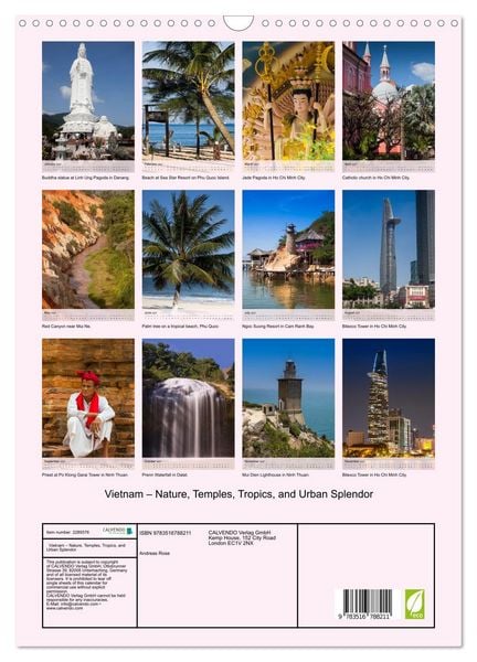 Produktbild: Vietnam &ndash; Nature, Temples, Tropics, and Urban Splendor (Wall Calendar 2027 DIN A3 portrait), CALVENDO 12 Month Wall Calendar