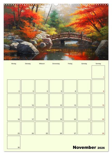 Produktbild: Im japanischen Garten. Zauberhafte Illustrationen (hochwertiger Premium Wandkalender 2026 DIN A2 hoch), Kunstdruck in Hochglanz