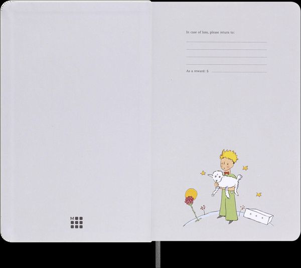 Produktbild: Moleskine der kleine Prinz Sammlerbox, liniertes Notizbuch L/A5 schwarz, undatierter 12-Monats-Notizkalender L/A5 fester Einband grau