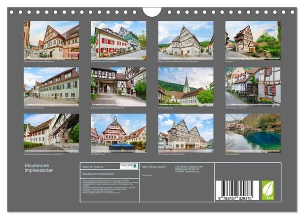 Produktbild: Blaubeuren Impressionen (Wandkalender 2026 DIN A4 quer), CALVENDO Monatskalender