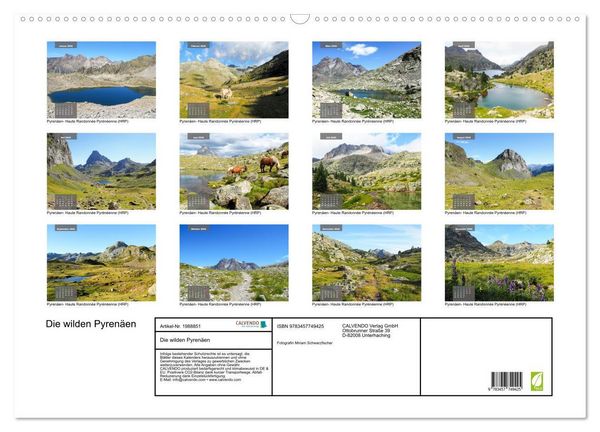 Produktbild: Die wilden Pyren&auml;en (Wandkalender 2026 DIN A2 quer), CALVENDO Monatskalender