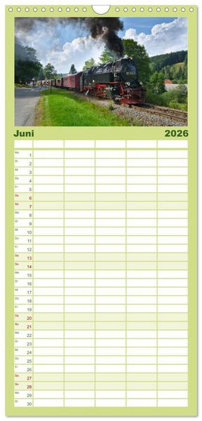 Produktbild: Familienplaner 2026 - Schmalspurbahnen in Sachsen Anhalt mit 5 Spalten (Wandkalender, 21 x 45 cm) CALVENDO