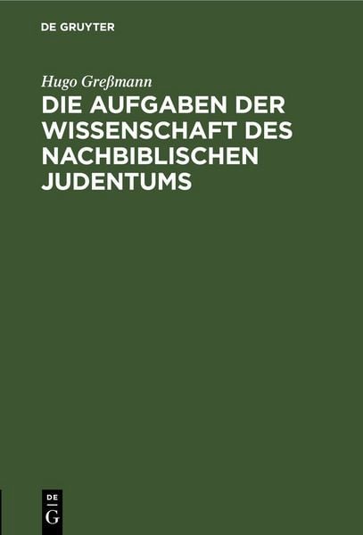 Produktbild: Die Aufgaben der Wissenschaft des nachbiblischen Judentums