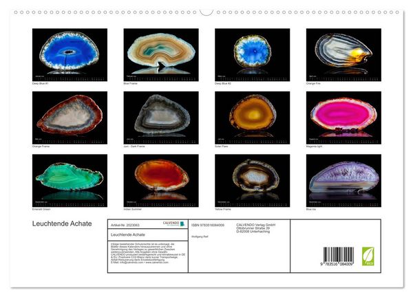 Produktbild: Leuchtende Achate (hochwertiger Premium Wandkalender 2026 DIN A2 quer), Kunstdruck in Hochglanz