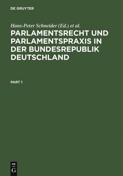 Produktbild: Parlamentsrecht und Parlamentspraxis in der Bundesrepublik Deutschland