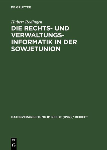 Produktbild: Die Rechts- und Verwaltungsinformatik in der Sowjetunion