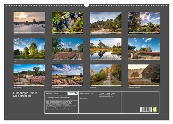 Produktbild: L&uuml;neburger Heide: Die Nordheide (Wandkalender 2026 DIN A2 quer), CALVENDO Monatskalender