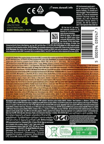 Produktbild: Duracell Mignon (AA)-Akku NiMH 1300 mAh 1.2V 1St.