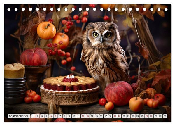 Produktbild: Stillleben mit Eule (Tischkalender 2026 DIN A5 quer), CALVENDO Monatskalender