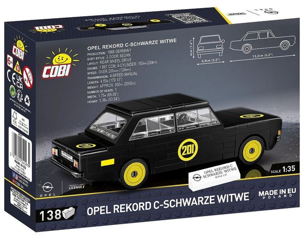 Produktbild: COBI Youngtimer 24597 - Opel Rekord C-Schwarze Witwe, Bausatz, 1:35, 138 Bauteile