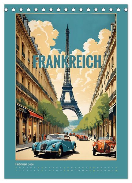 Produktbild: World Travel Poster - nostalgische Reise um die Welt (Tischkalender 2026 DIN A5 hoch), CALVENDO Monatskalender