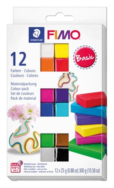 Produktbild: STAEDTLER FIMO ofenh&auml;rtende Modelliermasse FIMO soft 8023 Basic Colours, 12 x 25g Halbbl&ouml;cken