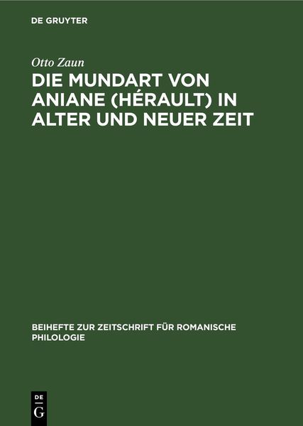 Produktbild: Die Mundart von Aniane (H&eacute;rault) in alter und neuer Zeit