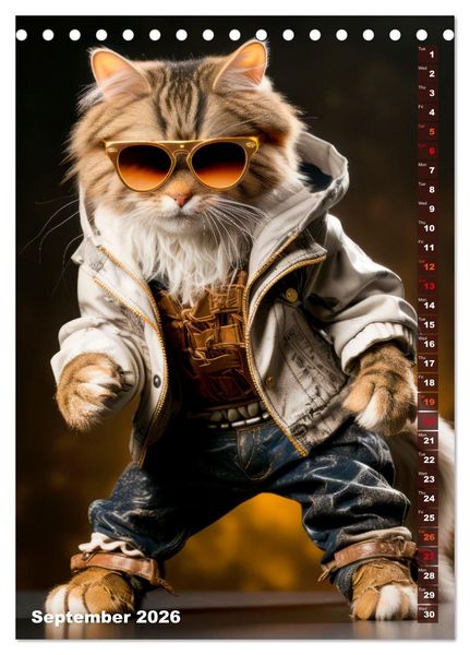 Produktbild: Stylish cats (Desk Calendar 2026 DIN A5 portrait), CALVENDO 12 Month DeskCalendar