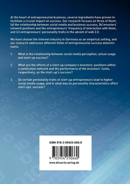 Produktbild: Company Success among German Internet Start-ups: Social Media, Investors and Entrepreneurs' Personalities