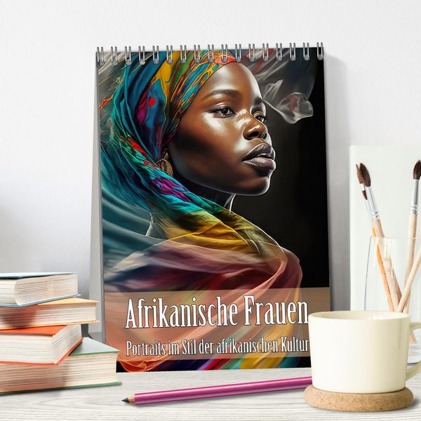 Produktbild: Afrikanische Frauen - Portraits im Stil der afrikanischen Kultur (Tischkalender 2026 DIN A5 hoch), CALVENDO Monatskalender