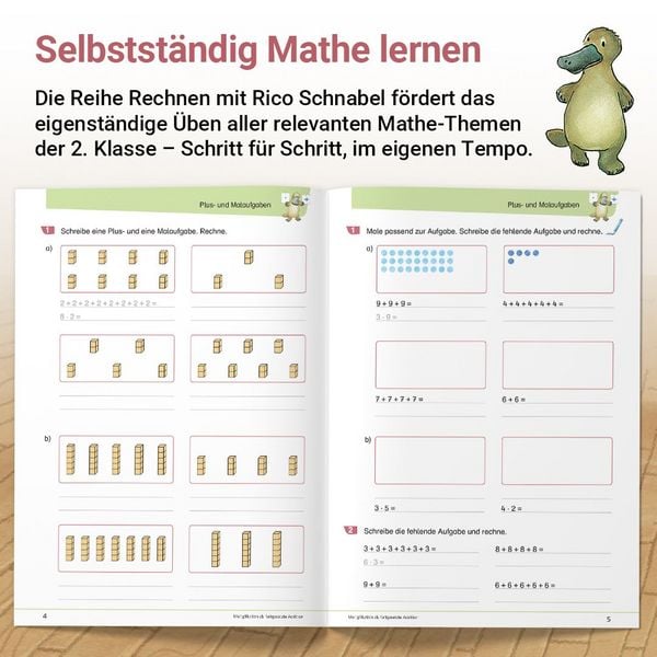 Produktbild: Rechnen mit Rico Schnabel Klasse 2, Heft 2 &ndash; Selbstst&auml;ndig das Multiplizieren und Dividieren trainieren
