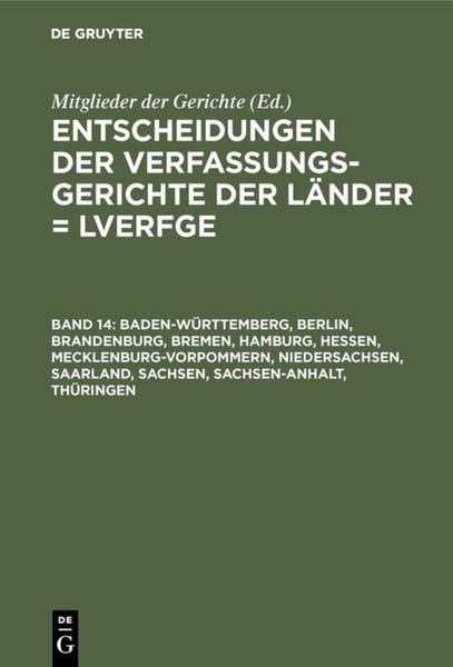 Produktbild: Baden-W&uuml;rttemberg, Berlin, Brandenburg, Bremen, Hamburg, Hessen, Mecklenburg-Vorpommern, Niedersachsen, Saarland, Sachsen, Sachsen-Anhalt, Th&uuml;ringen