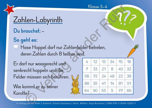 Produktbild: Eine Kartei f&uuml;r den Matheunterricht &ndash; Klasse 3/4