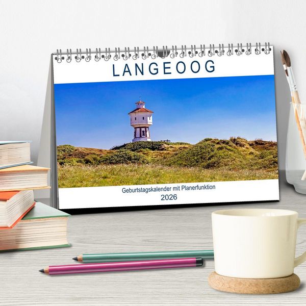 Produktbild: Langeoog Geburtstagskalender (Tischkalender 2026 DIN A5 quer), CALVENDO Monatskalender