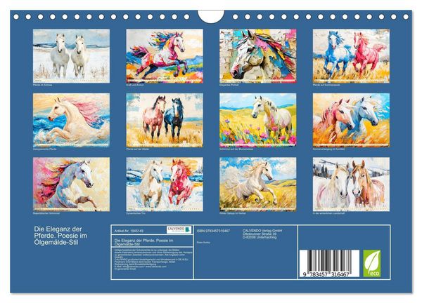 Produktbild: Die Eleganz der Pferde. Poesie im &Ouml;lgem&auml;lde-Stil (Wandkalender 2026 DIN A4 quer), CALVENDO Monatskalender