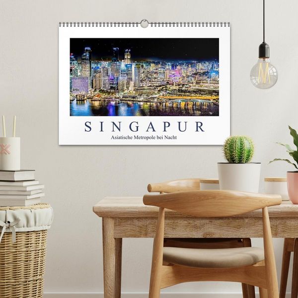 Produktbild: Singapur - Asiatische Metropole bei Nacht (Wandkalender 2026 DIN A3 quer), CALVENDO Monatskalender