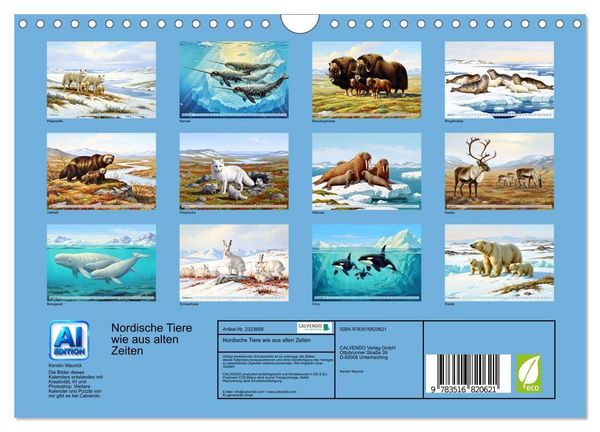 Produktbild: Nordische Tiere wie aus alten Zeiten (Wandkalender 2027 DIN A4 quer), CALVENDO Monatskalender