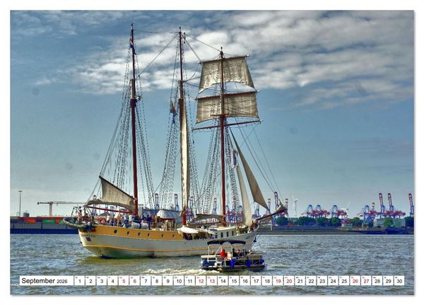 Produktbild: Unter Segeln auf der Elbe (Wandkalender 2026 DIN A2 quer), CALVENDO Monatskalender