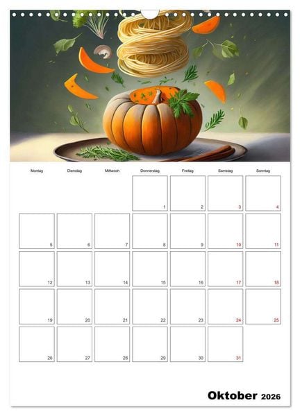 Produktbild: Nudelgerichte einmal anders serviert (Wandkalender 2026 DIN A3 hoch), CALVENDO Monatskalender