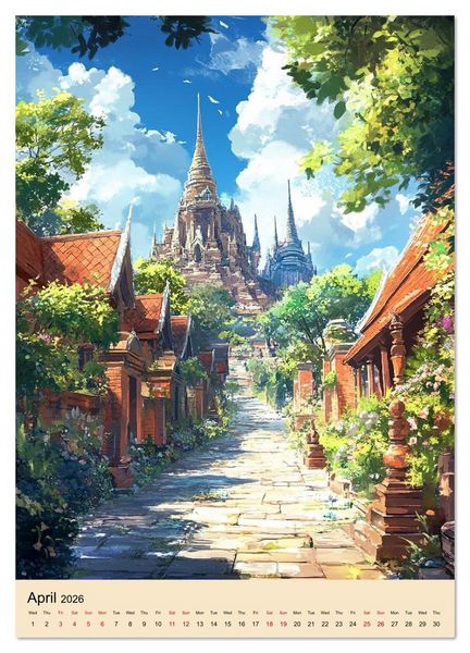Produktbild: Thailand meets Anime (Wall Calendar 2026 DIN A3 portrait), CALVENDO 12 Month Wall Calendar