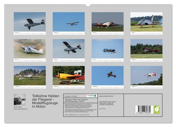 Produktbild: Tollk&uuml;hne Helden der Fliegerei - Modellflugzeuge in Aktion (hochwertiger Premium Wandkalender 2026 DIN A2 quer), Kunstdruck in Hochglanz