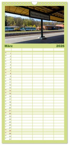 Produktbild: Familienplaner 2026 - Dampflok auf Usedom mit 5 Spalten (Wandkalender, 21 x 45 cm) CALVENDO