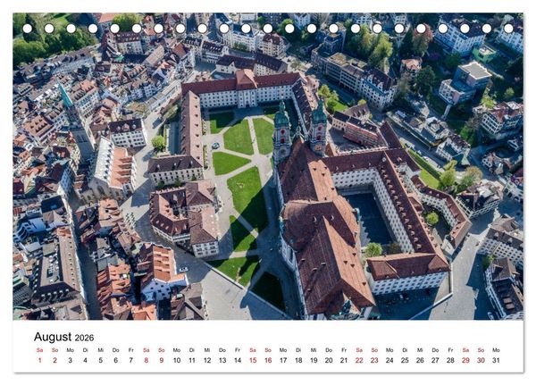 Produktbild: Luftbildkalender St. Gallen 2026 (Tischkalender 2026 DIN A5 quer), CALVENDO Monatskalender