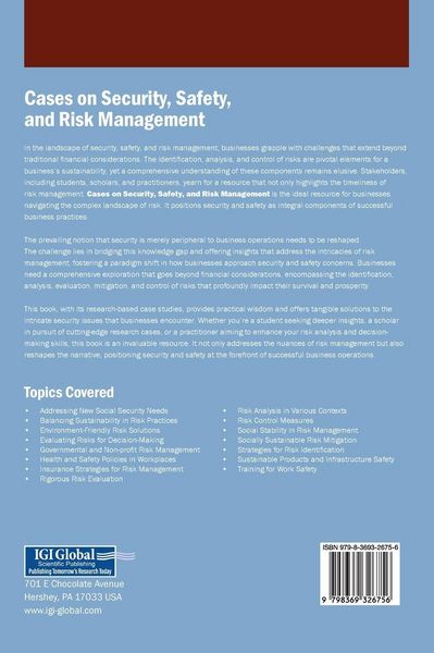 Produktbild: Cases on Security, Safety, and Risk Management
